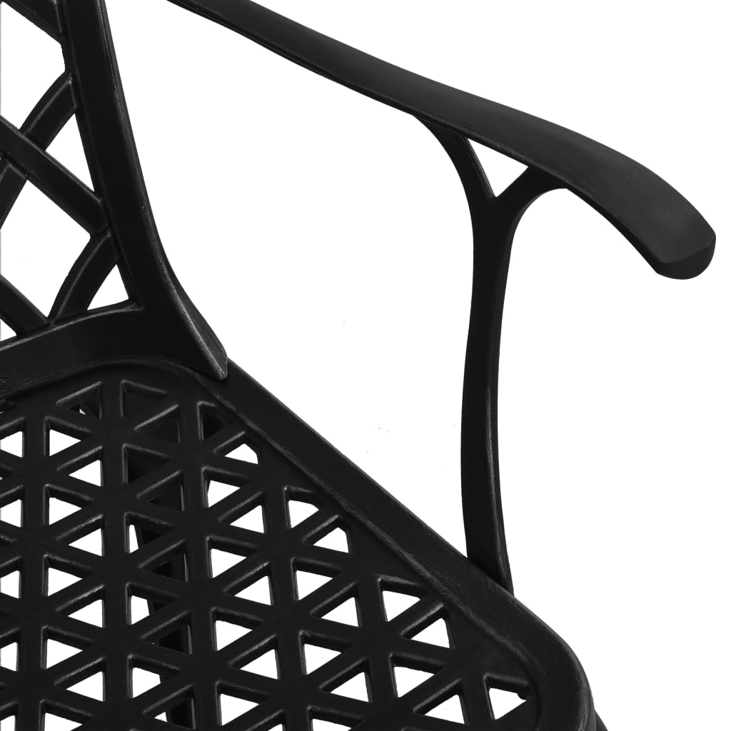 Elegant Black Cast Aluminium Garden Chairs Set of 4