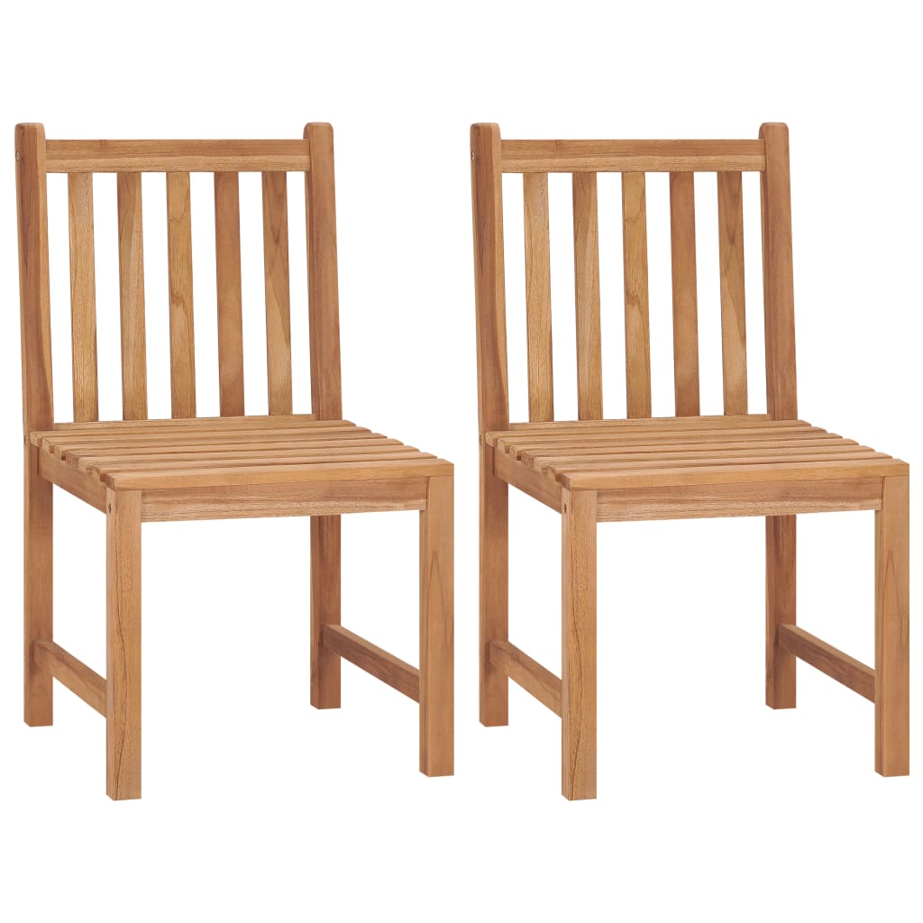 Solid Teak Wood Garden Chairs Set of 2 - Outdoor Seating Elegance