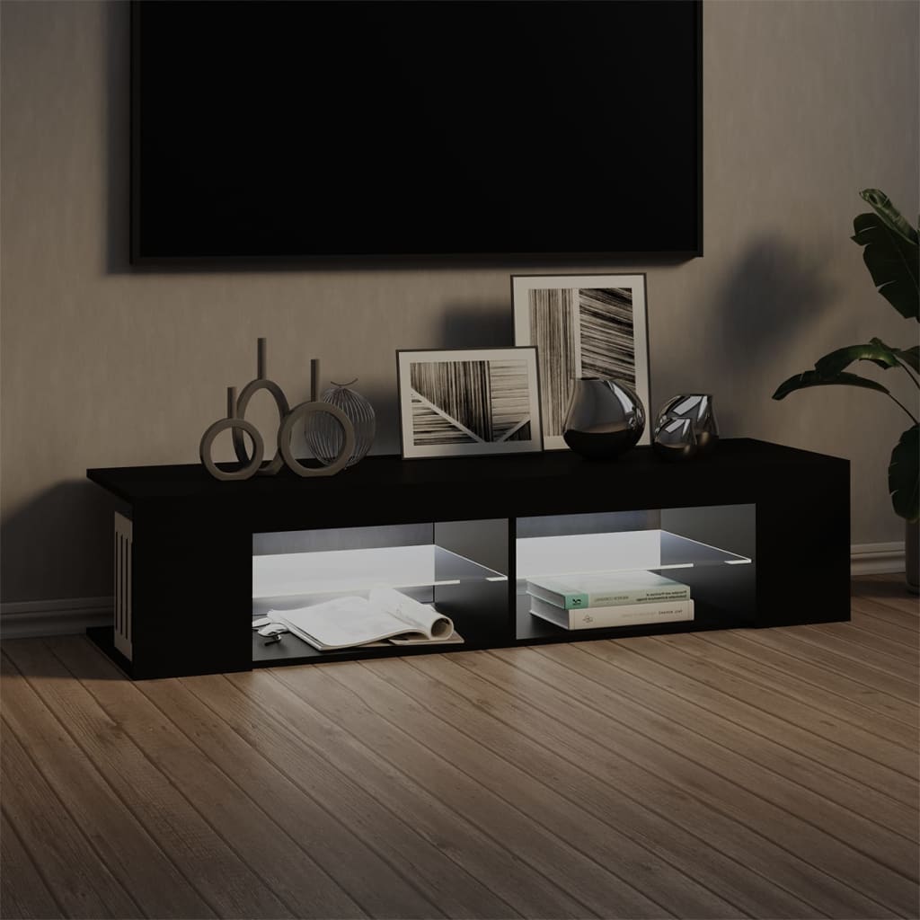 TV Cabinet with LED Lights Black 135x39x30 cm