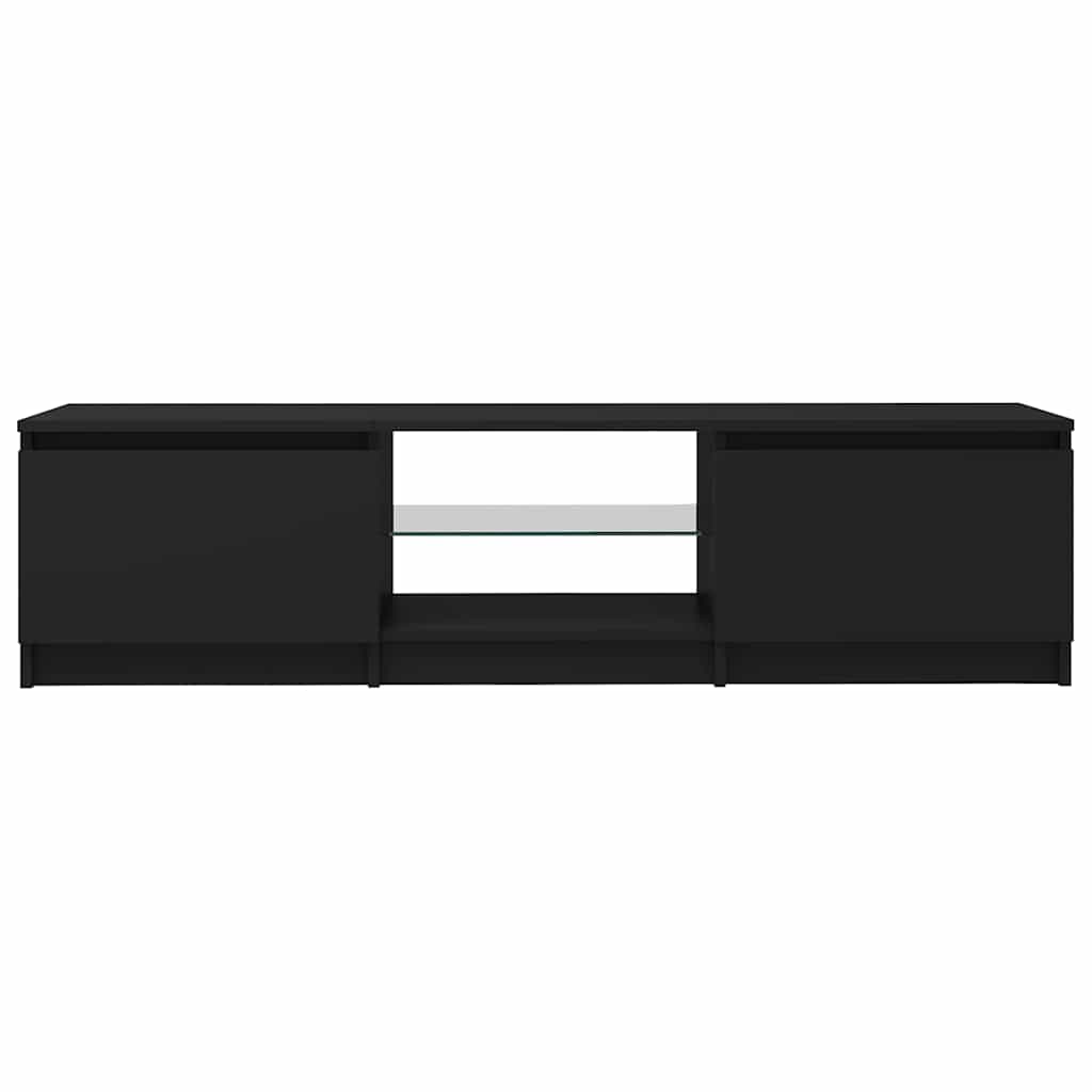 TV Cabinet with LED Lights Black 140x40x35.5 cm