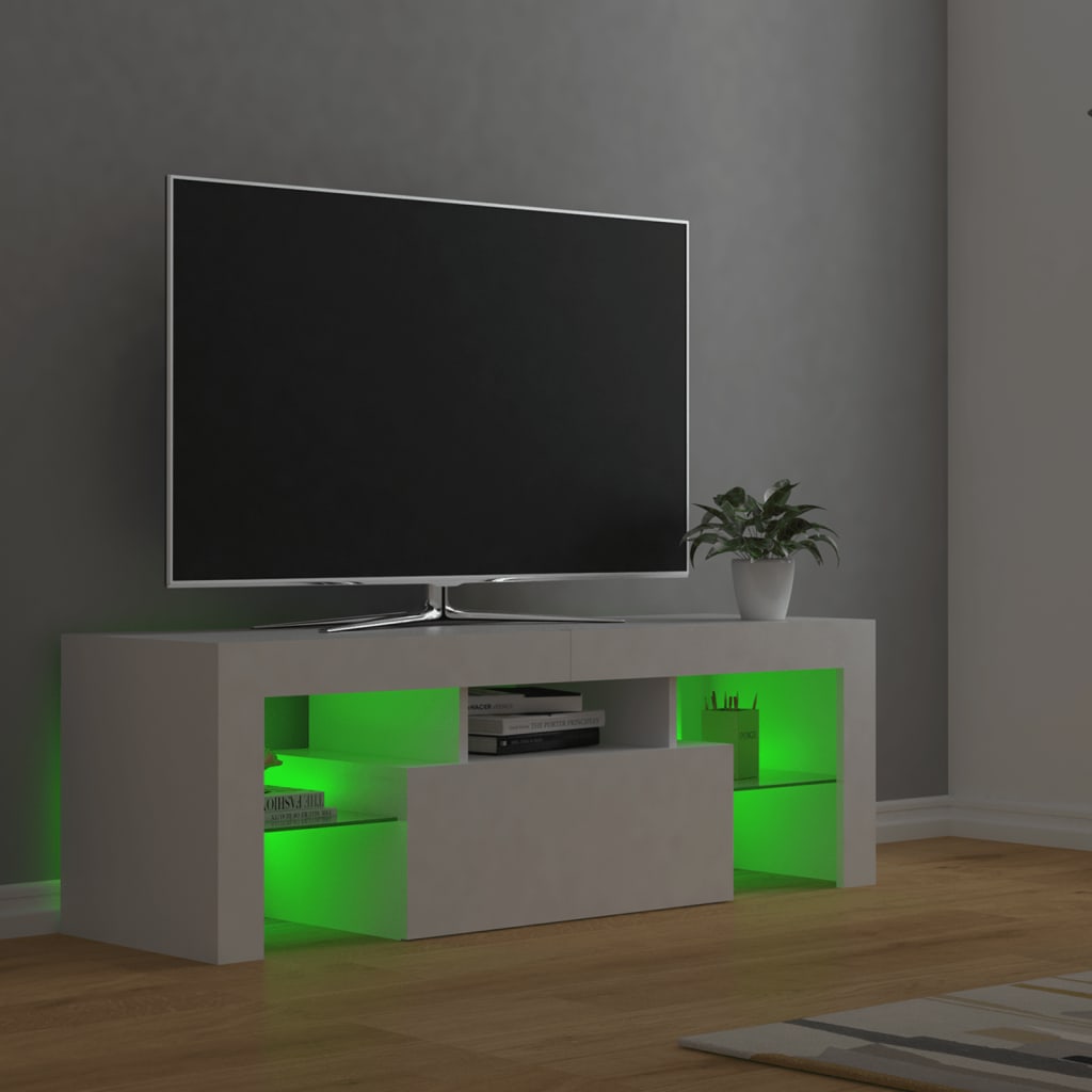 TV Cabinet with LED Lights White 120x35x40 cm