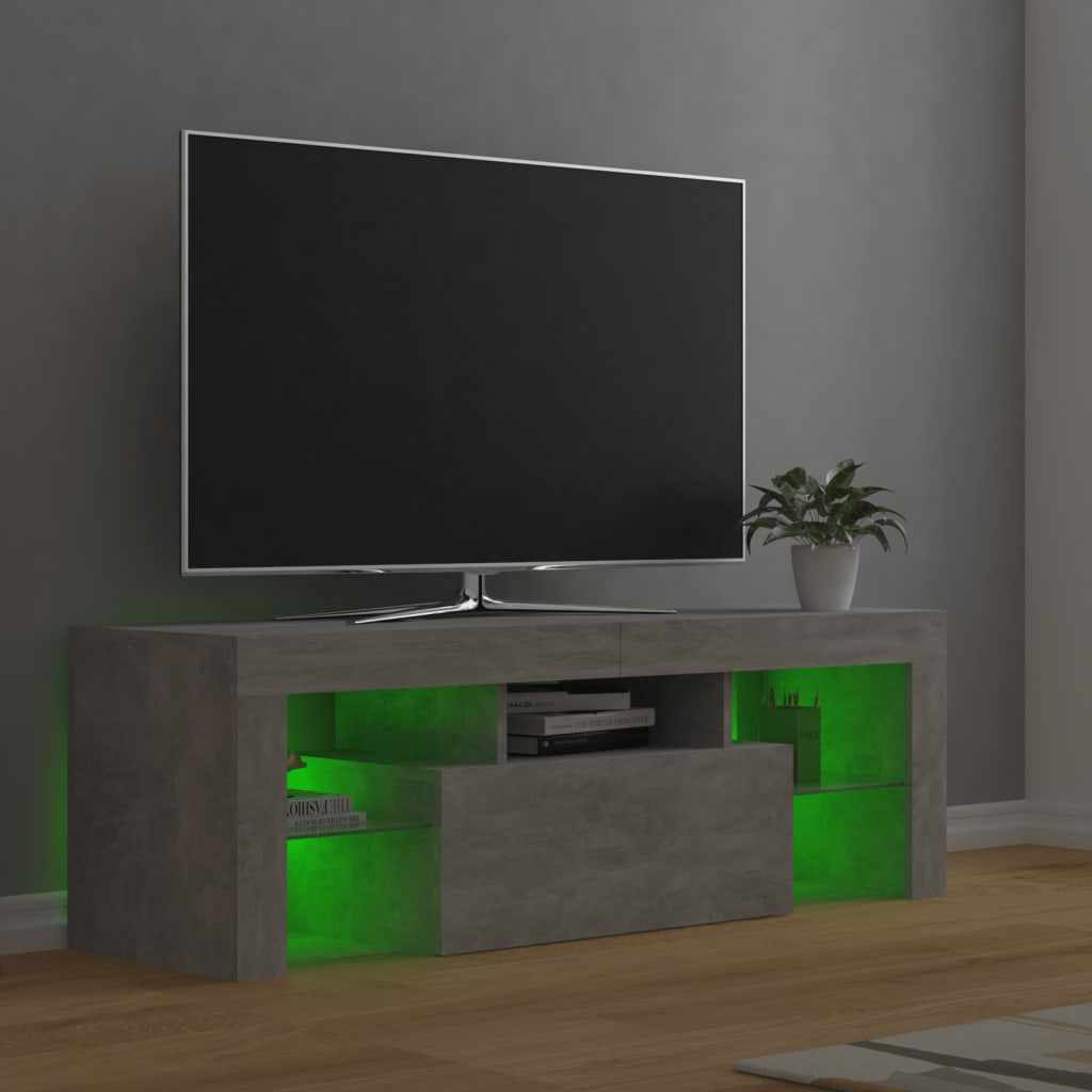 TV Cabinet with LED Lights Concrete Grey 120x35x40 cm