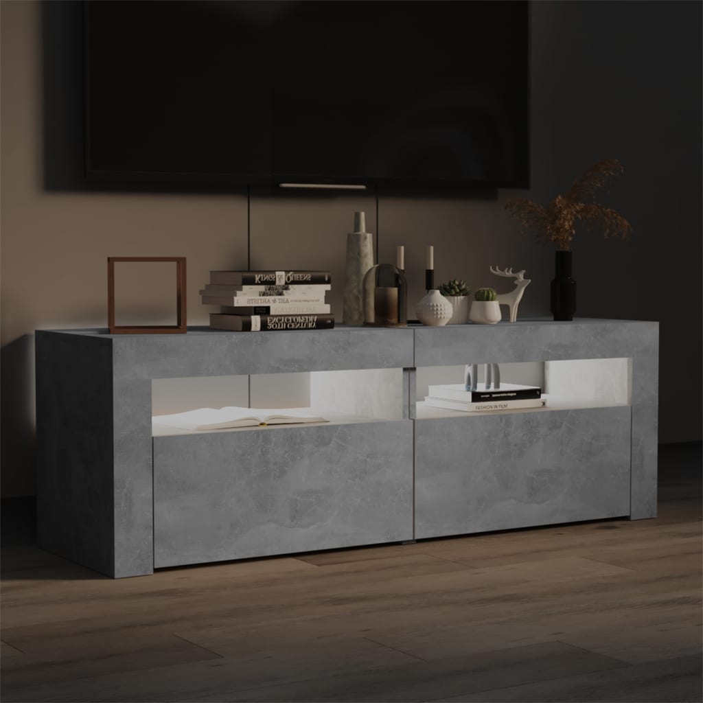 TV Cabinet with LED Lights Concrete Grey 120x35x40 cm