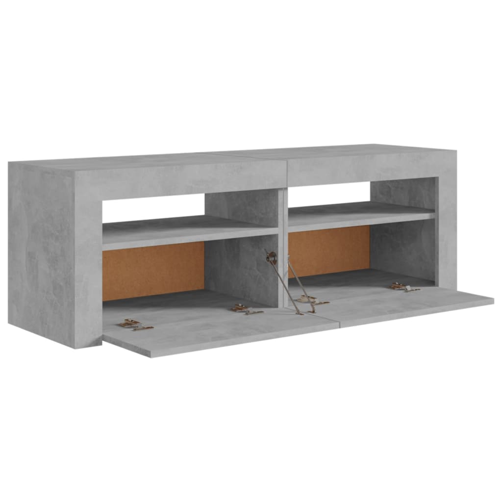 TV Cabinet with LED Lights Concrete Grey 120x35x40 cm