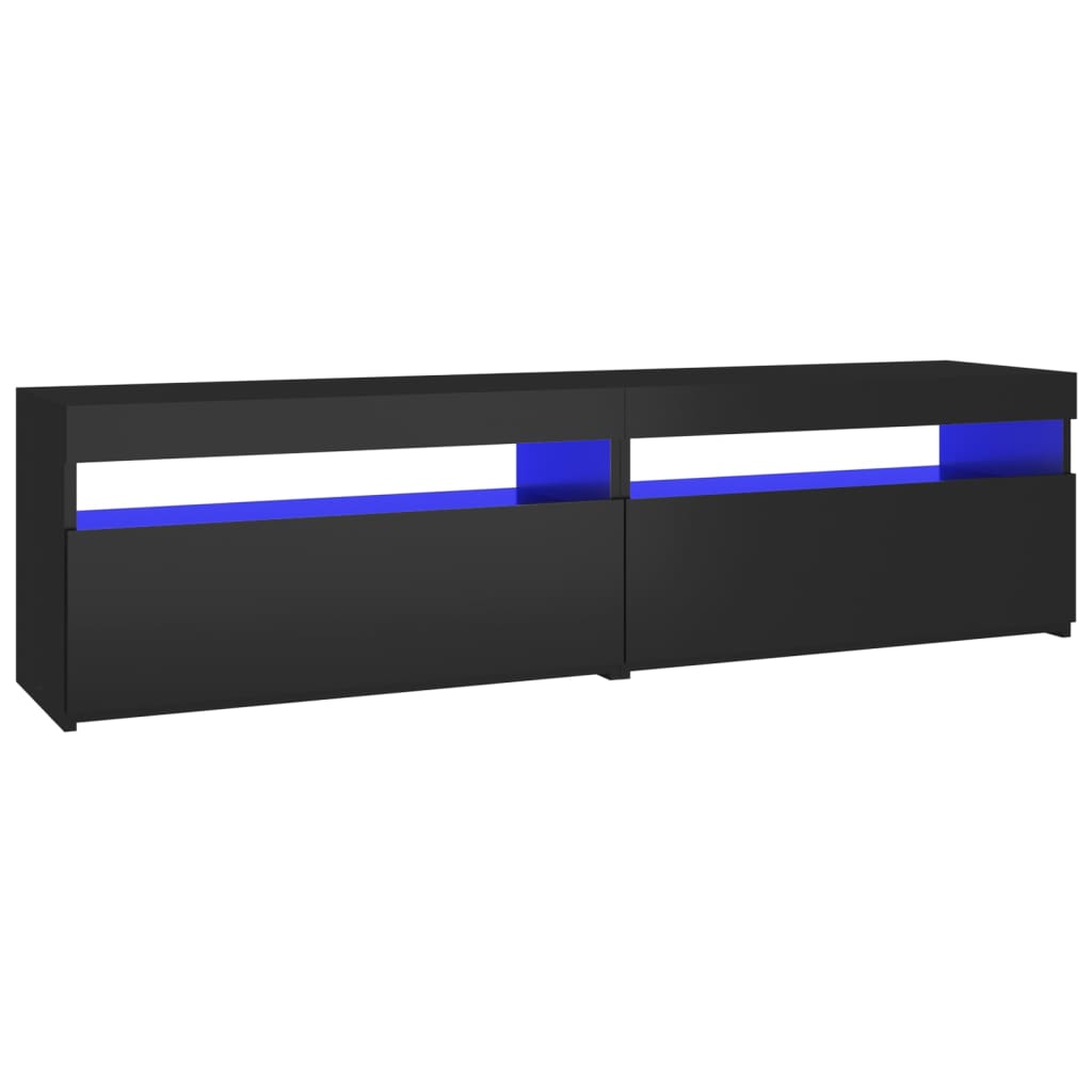 TV Cabinets 2 pcs with LED Lights Black 75x35x40 cm