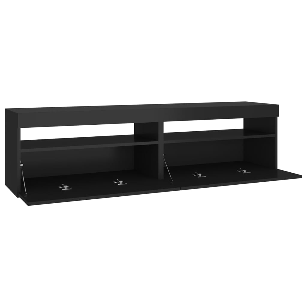 TV Cabinets 2 pcs with LED Lights Black 75x35x40 cm