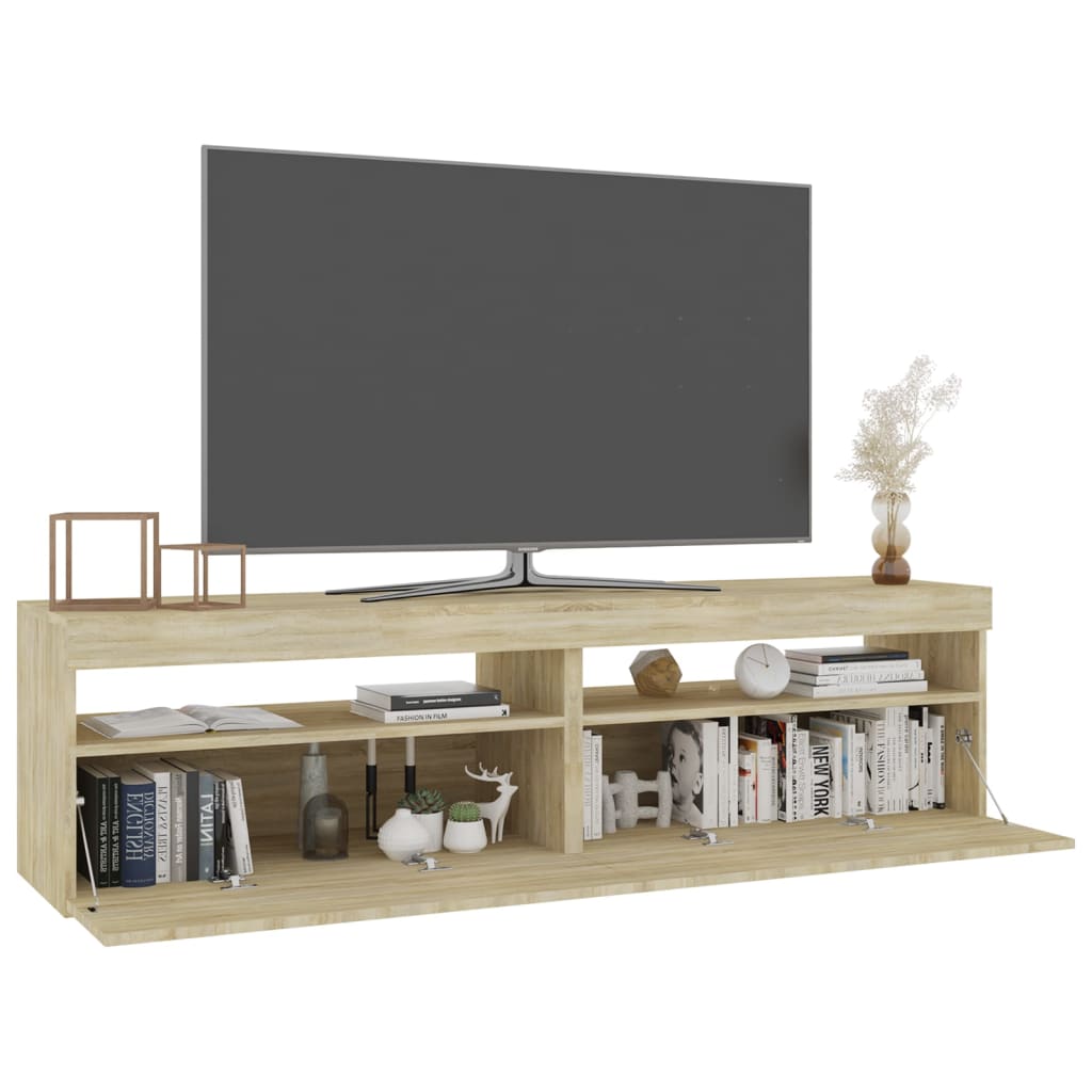 TV Cabinets 2 pcs with LED Lights Sonoma Oak 75x35x40 cm