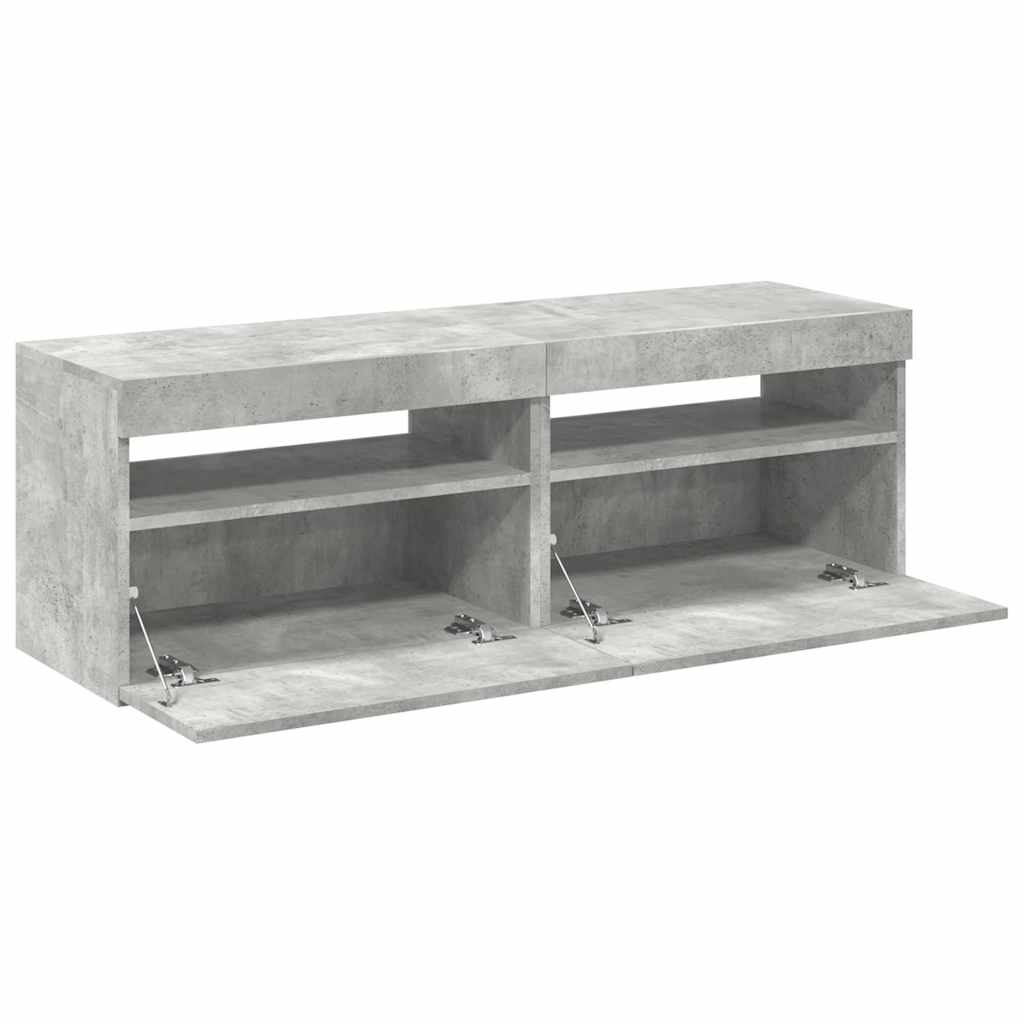 TV Cabinets with LED Lights 2 pcs Concrete Grey 60x35x40 cm