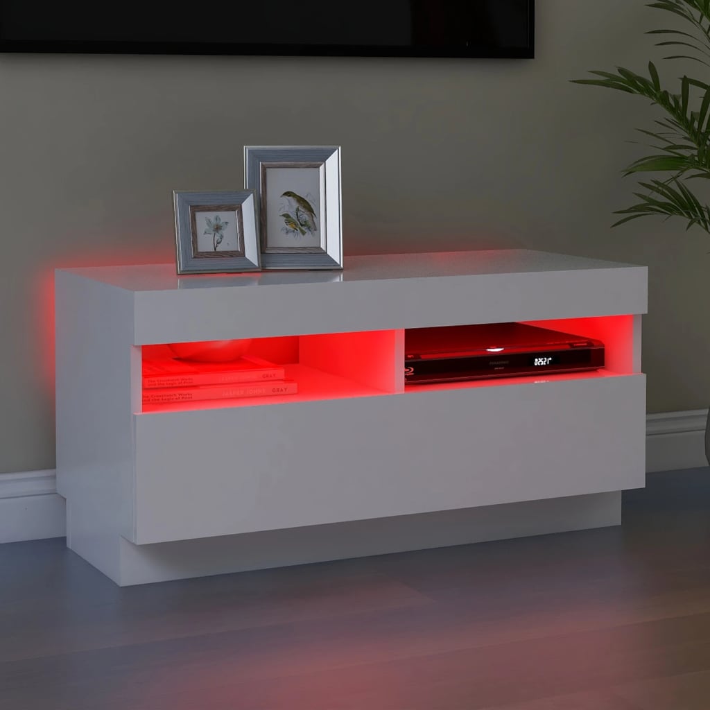 TV Cabinet with LED Lights White 80x35x40 cm