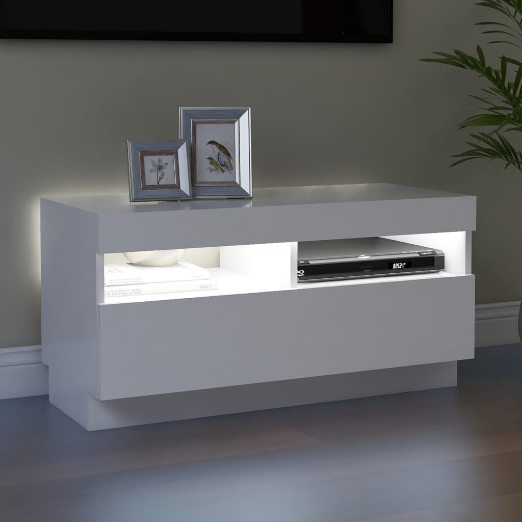 TV Cabinet with LED Lights White 80x35x40 cm