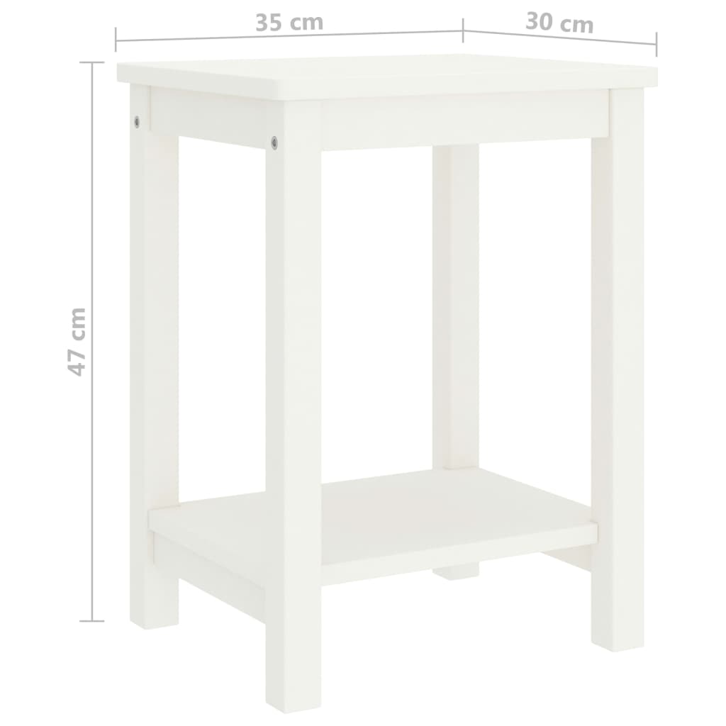 White Solid Pinewood Bedside Cabinet 35x30x47 cm