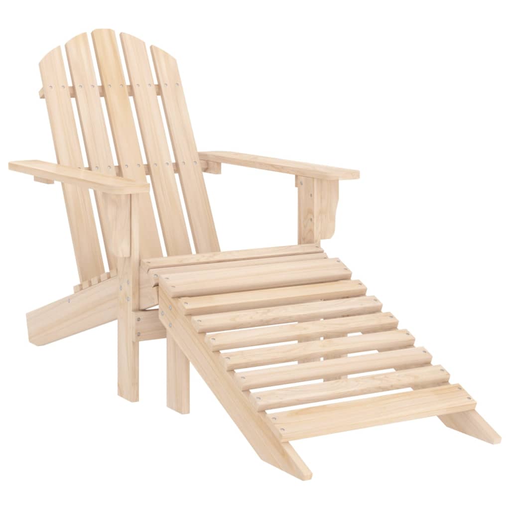 Solid Fir Wood Garden Adirondack Chair & Ottoman Set
