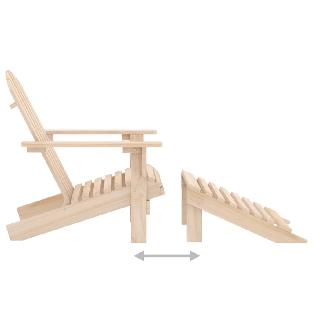 Solid Fir Wood Garden Adirondack Chair & Ottoman Set