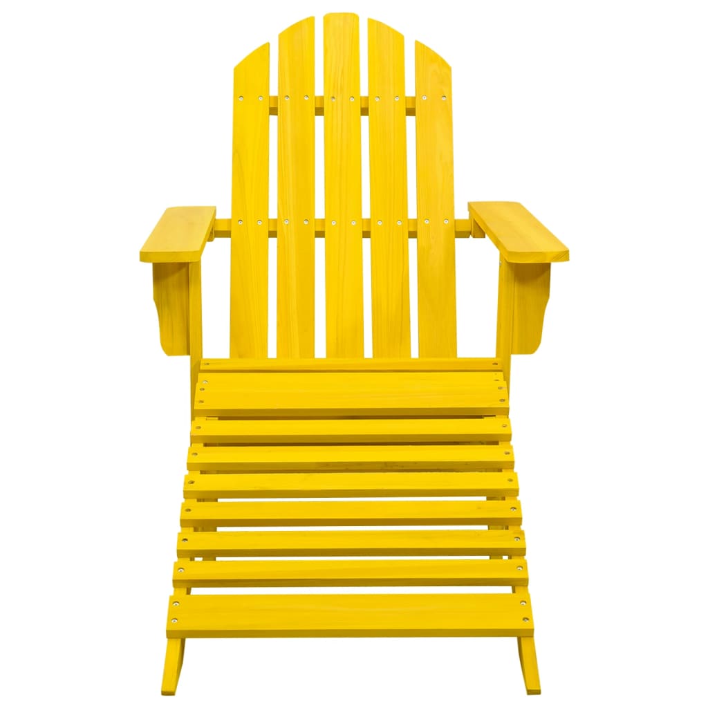 Yellow Solid Fir Wood Garden Adirondack Chair with Ottoman