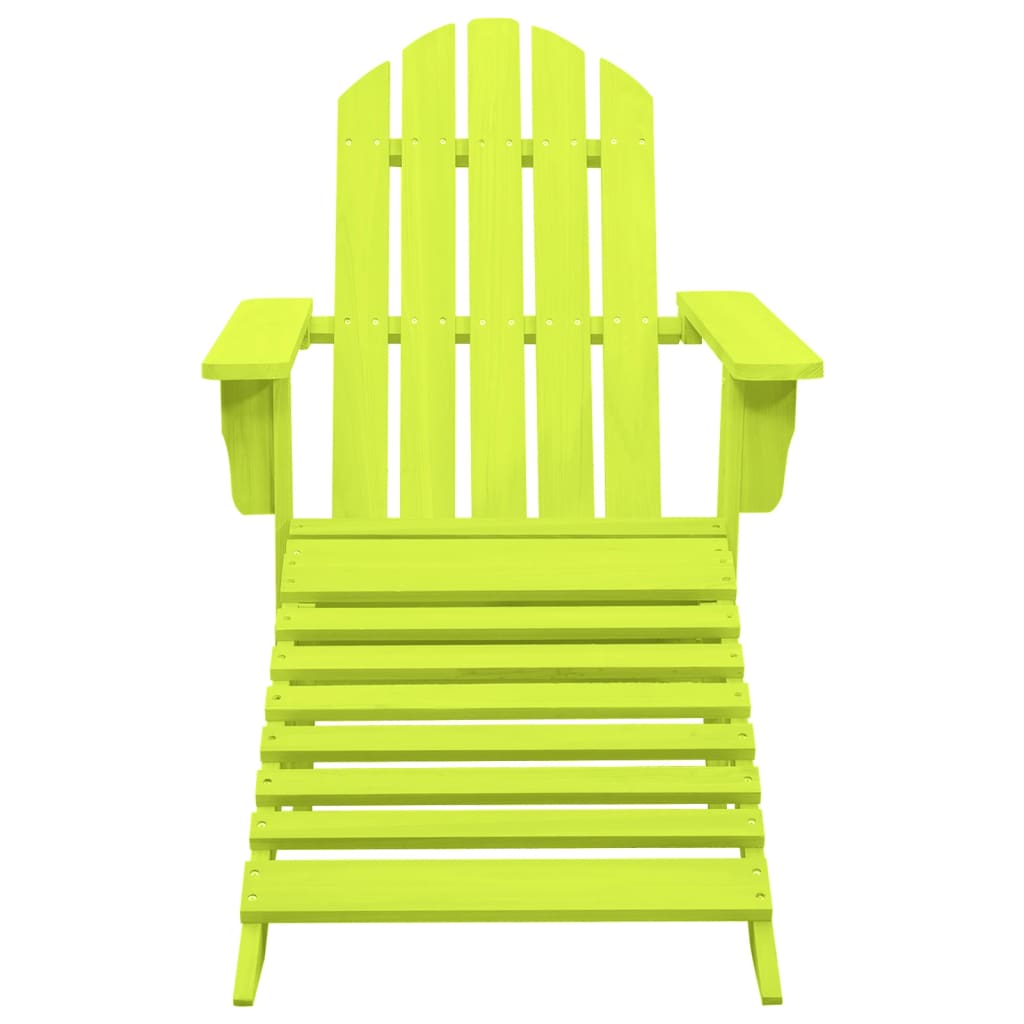 Green Fir Wood Garden Adirondack Chair with Ottoman Set