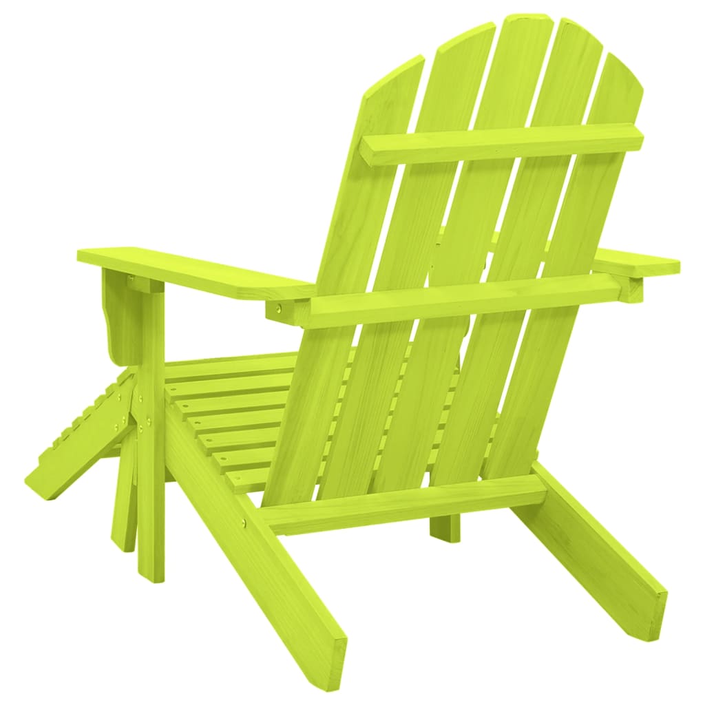 Green Fir Wood Garden Adirondack Chair with Ottoman Set