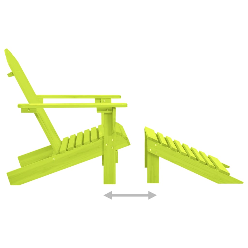 Green Fir Wood Garden Adirondack Chair with Ottoman Set