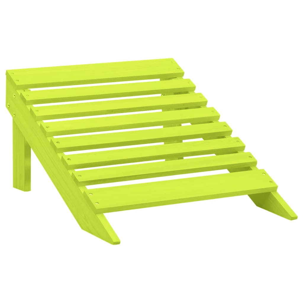 Green Fir Wood Garden Adirondack Chair with Ottoman Set