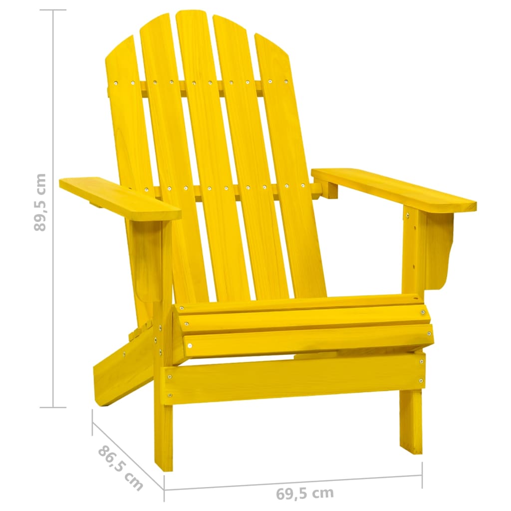 Yellow Solid Fir Wood Adirondack Chair for Garden Relaxation