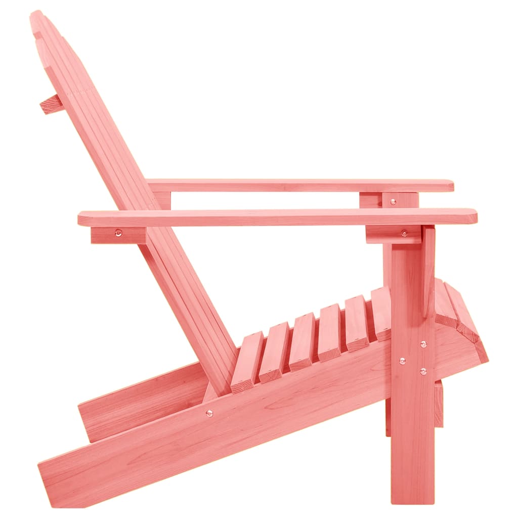 Pink Solid Fir Wood Adirondack Chair for Garden Relaxation