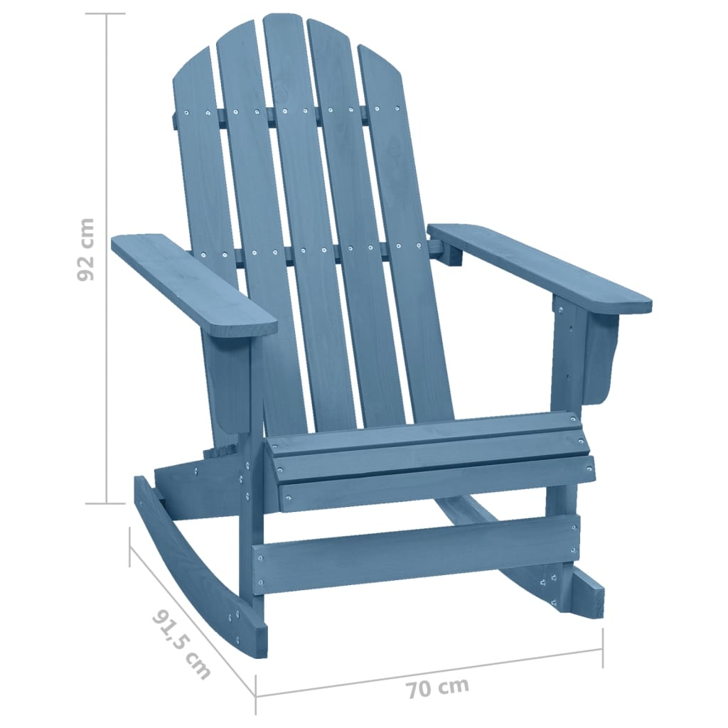 Blue Solid Fir Wood Adirondack Rocking Chair for Gardens