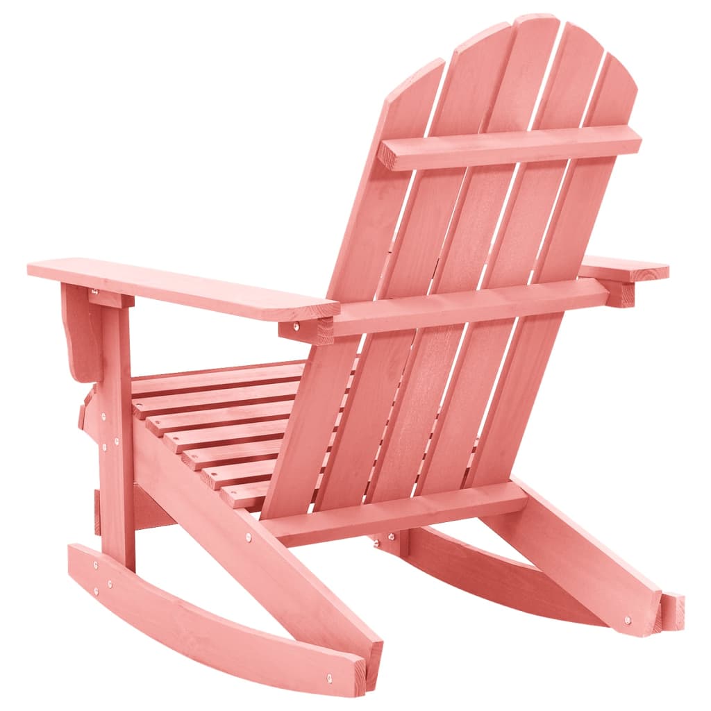 Pink Solid Fir Wood Garden Adirondack Rocking Chair