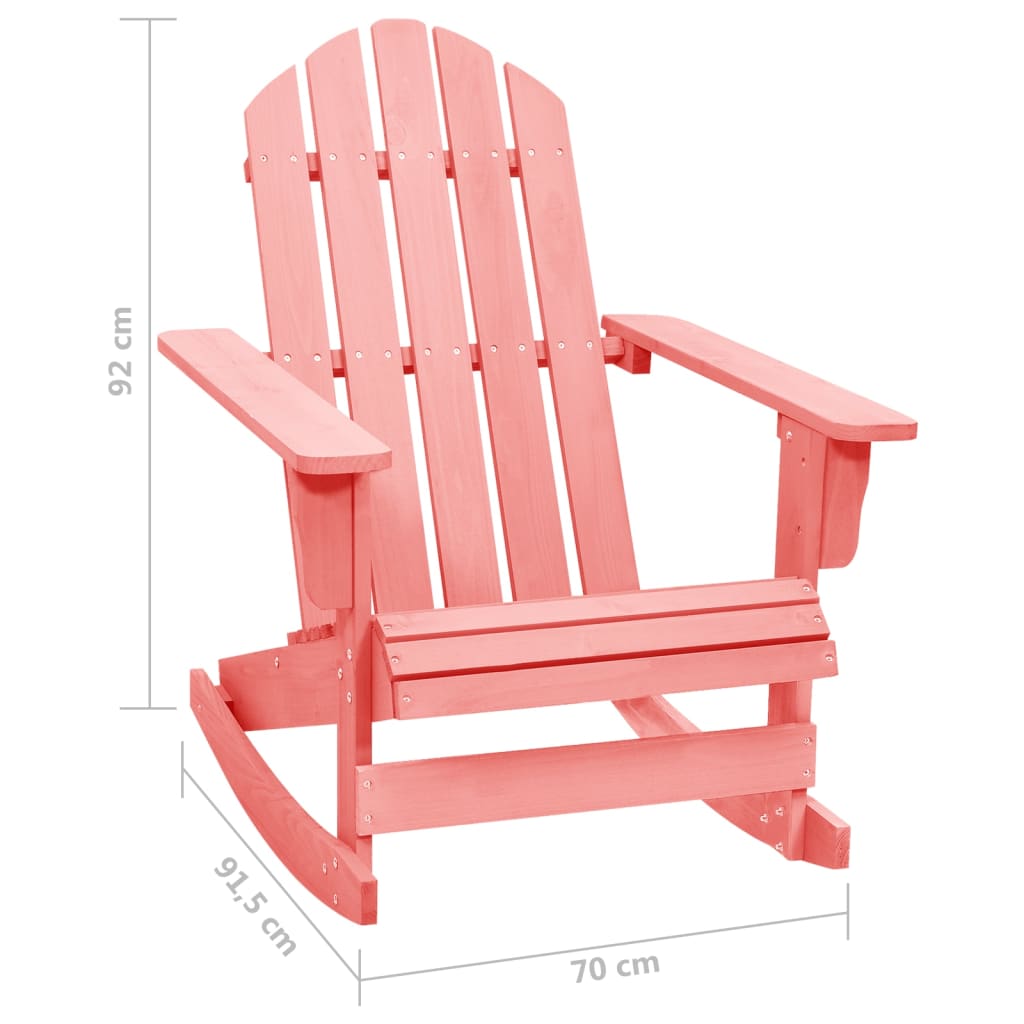 Pink Solid Fir Wood Garden Adirondack Rocking Chair