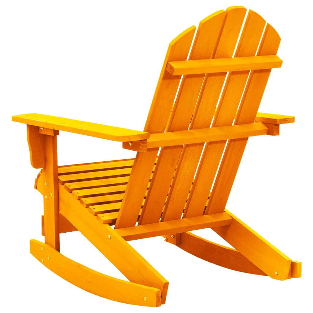 Orange Fir Wood Adirondack Rocking Chair for Gardens