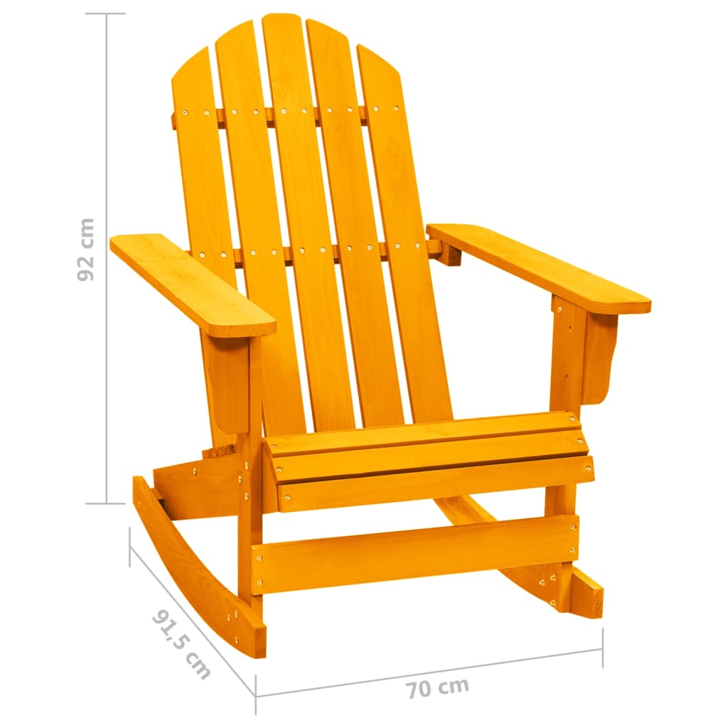 Orange Fir Wood Adirondack Rocking Chair for Gardens