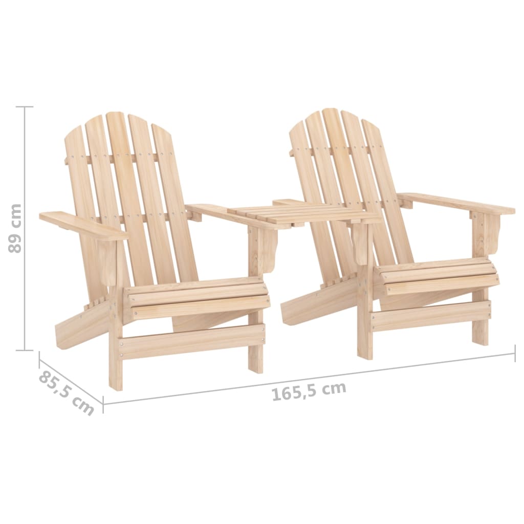 Solid Fir Wood Garden Adirondack Chairs with Tea Table Set