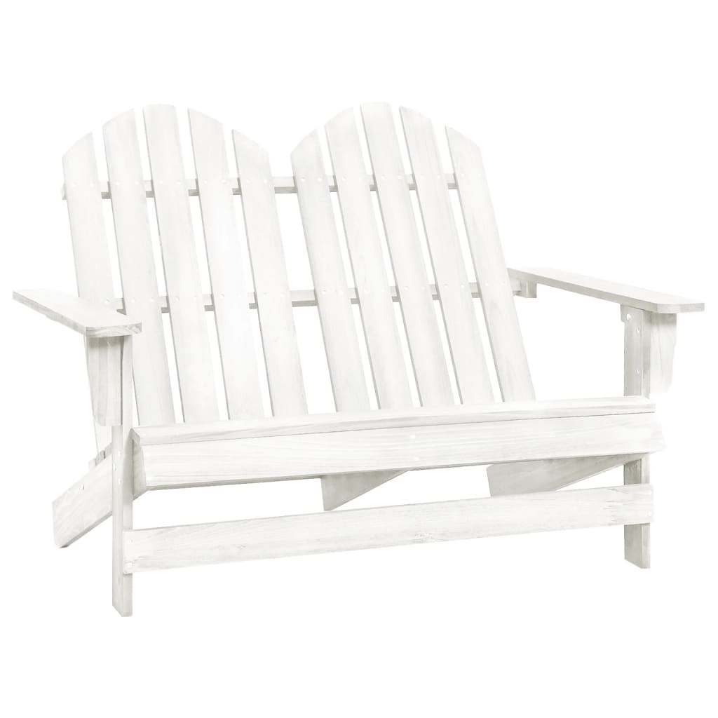 White Solid Fir Wood 2-Seater Garden Adirondack Chair
