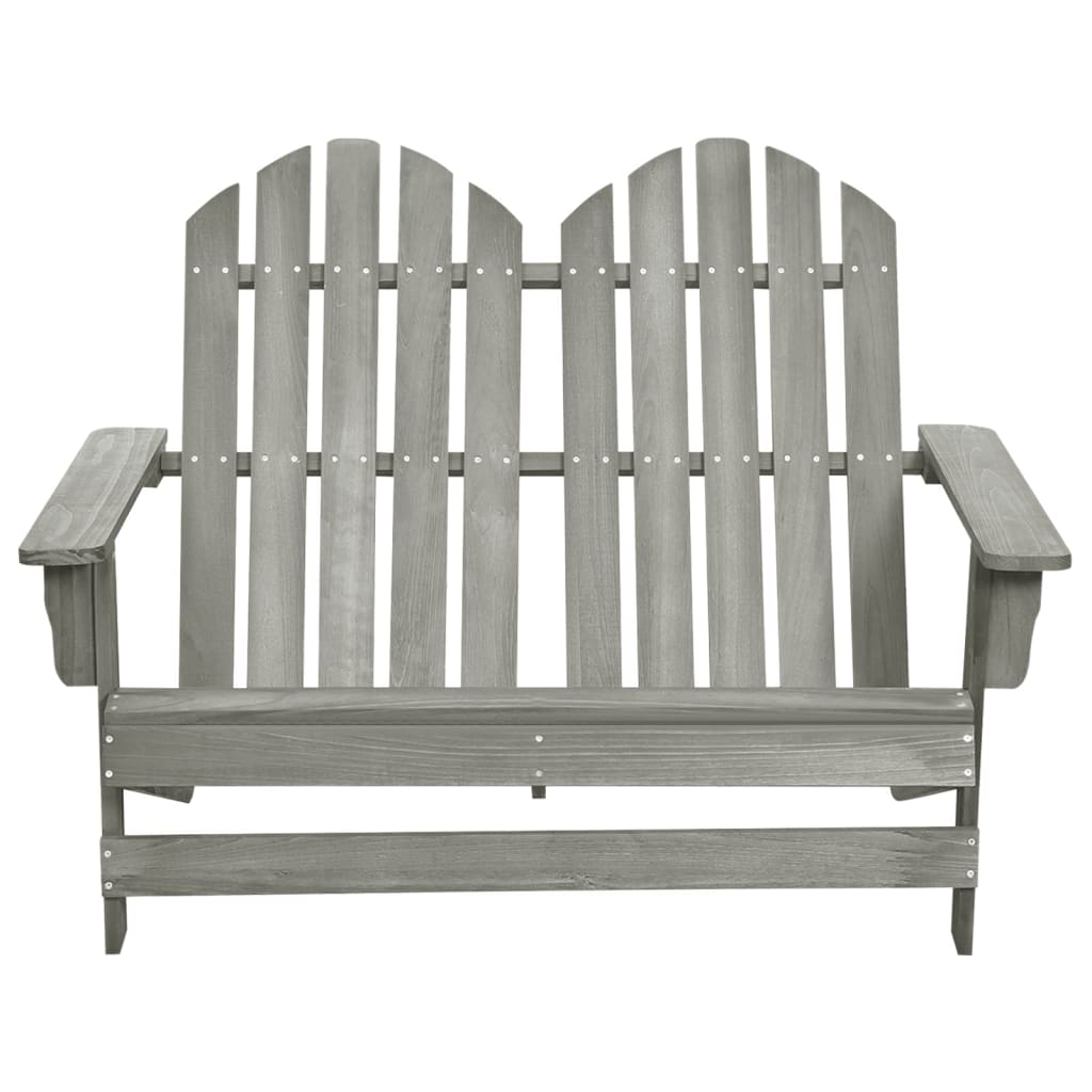 2-Seater Grey Adirondack Chair - Solid Fir Wood for Garden