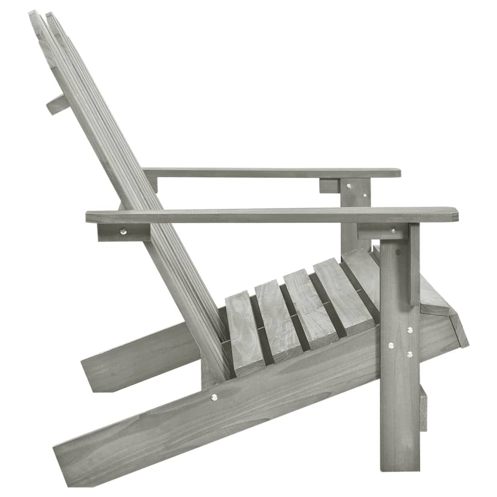 2-Seater Grey Adirondack Chair - Solid Fir Wood for Garden