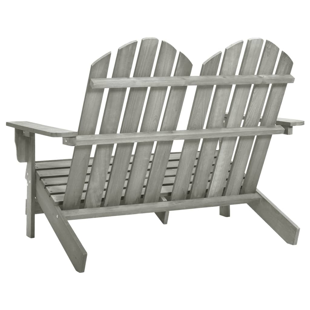 2-Seater Grey Adirondack Chair - Solid Fir Wood for Garden