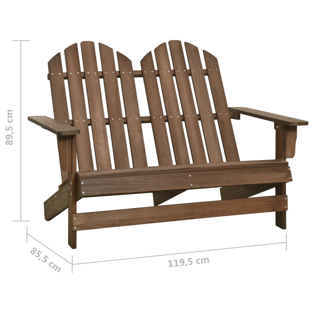 2-Seater Brown Fir Wood Garden Adirondack Chair