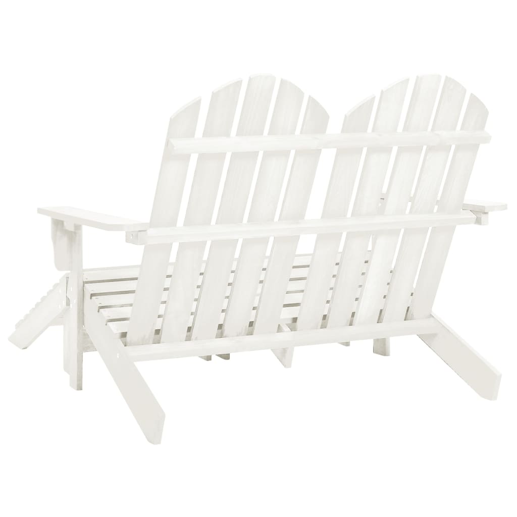 Elegant White Fir Wood 2-Seater Garden Adirondack Chair & Ottoman