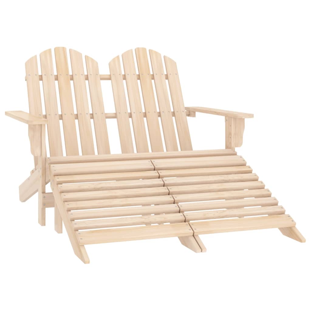 2-Seater Adirondack Chair & Ottoman Set – Fir Wood Elegance