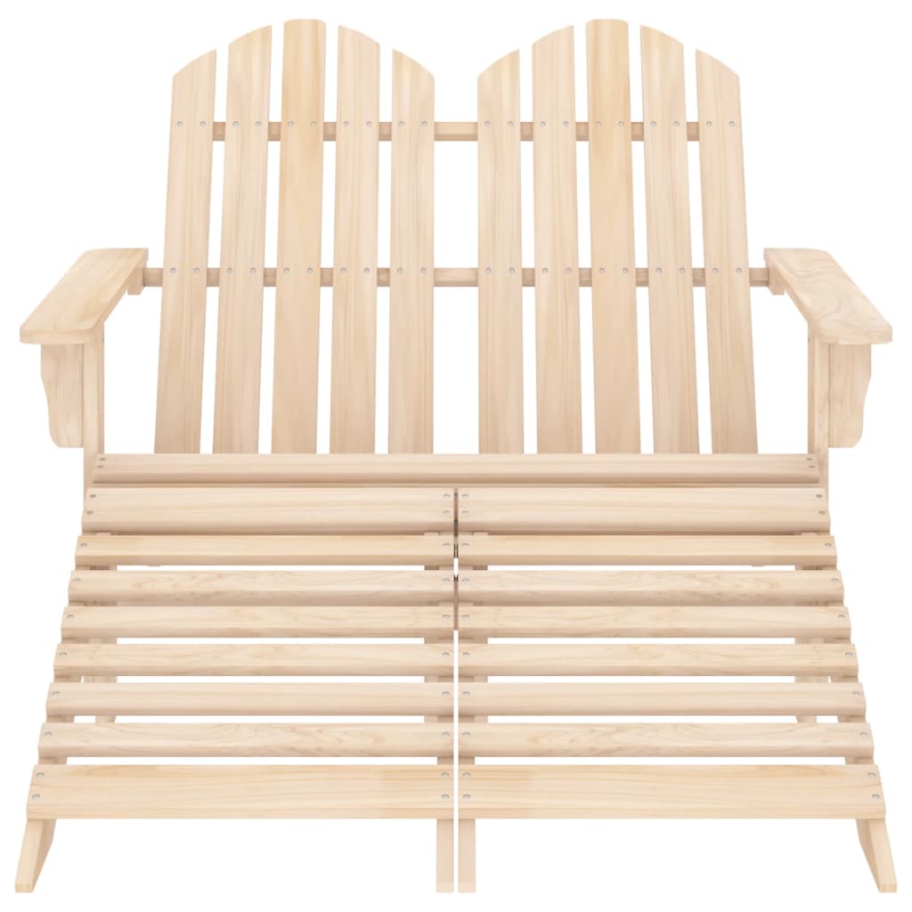 2-Seater Adirondack Chair & Ottoman Set – Fir Wood Elegance