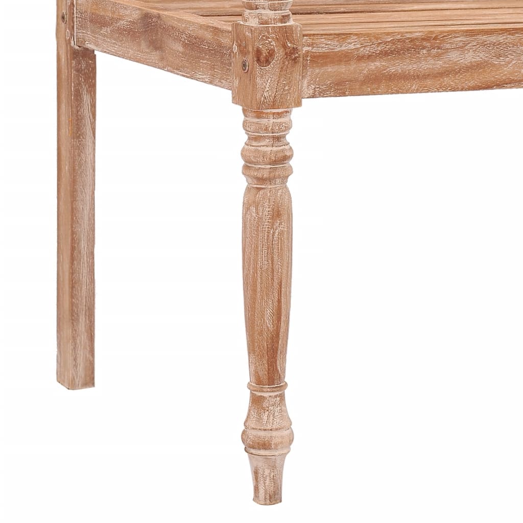 White Wash Teak Wood Batavia Bench 120cm - Solid & Stylish Seating