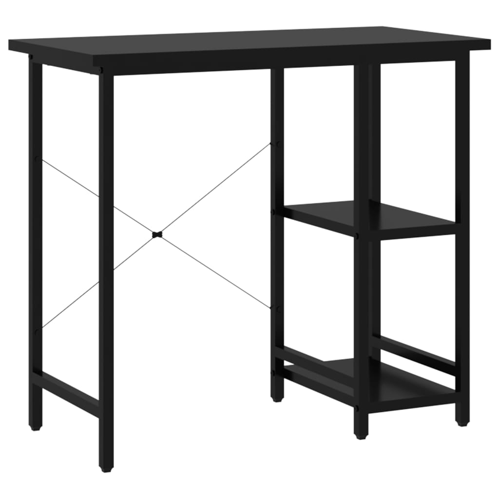 Sleek Black Computer Desk 80x40x72 cm - MDF & Metal Construction