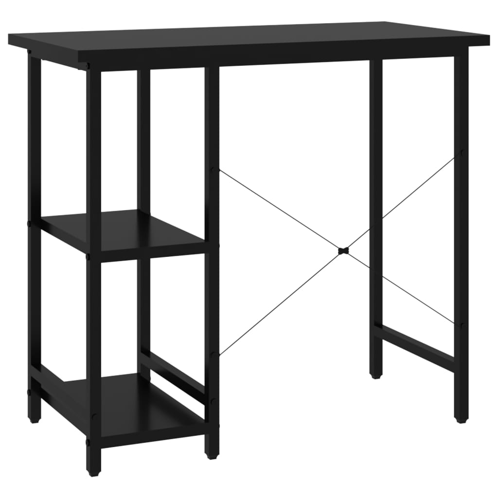 Sleek Black Computer Desk 80x40x72 cm - MDF & Metal Construction
