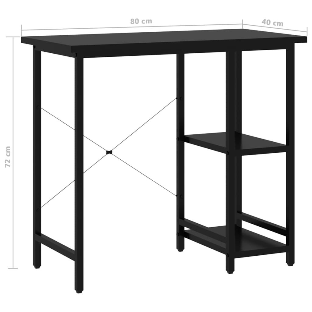 Sleek Black Computer Desk 80x40x72 cm - MDF & Metal Construction