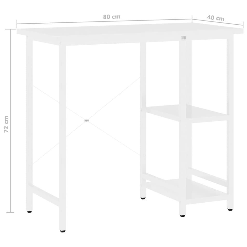 Sleek White MDF & Metal Computer Desk 80x40x72 cm