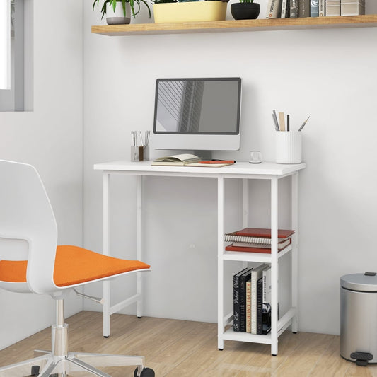 Sleek White MDF & Metal Computer Desk 80x40x72 cm