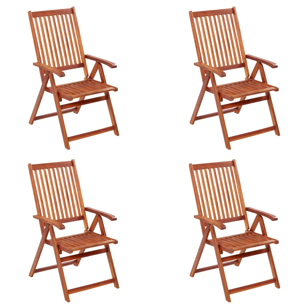 4 Pcs Solid Acacia Wood Folding Garden Chairs - Durable & Stylish