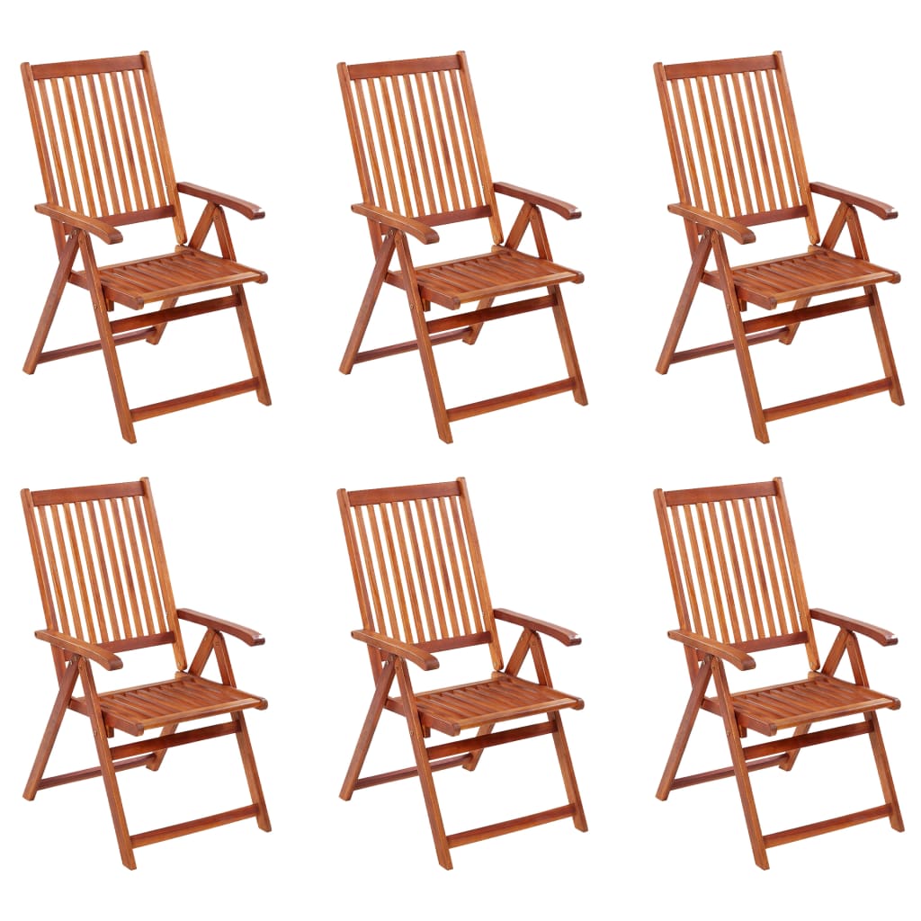 6-Piece Folding Garden Chairs Set - Solid Acacia Wood
