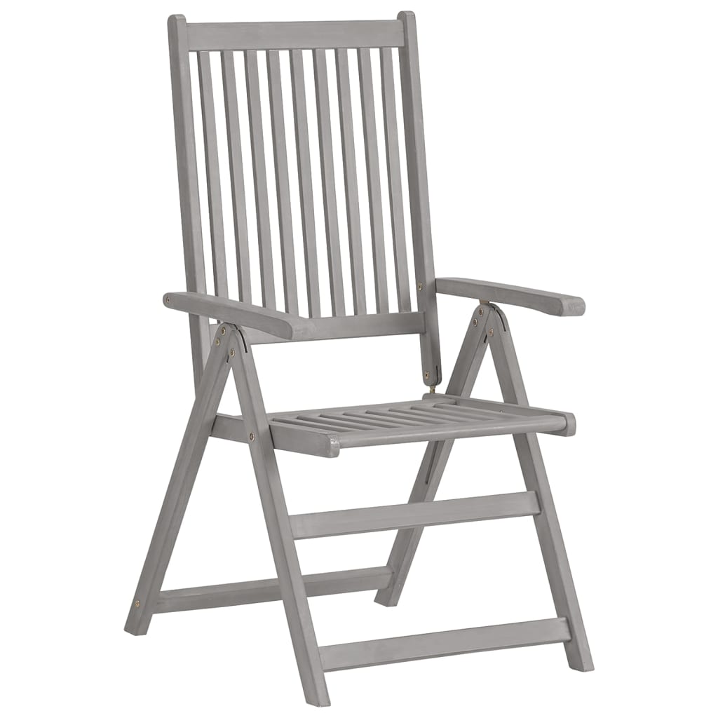 4-Piece Grey Acacia Wood Garden Reclining Chairs Set