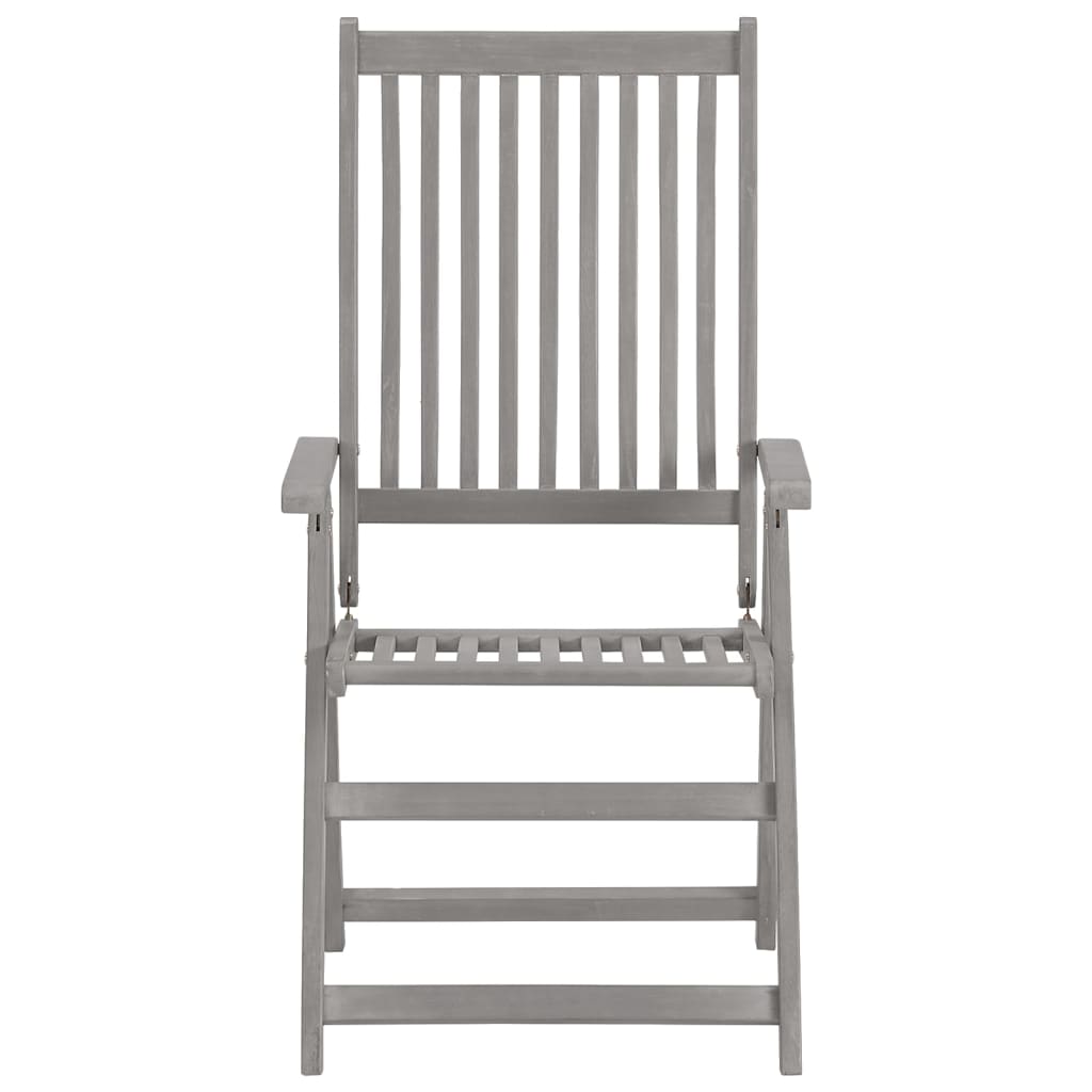 4-Piece Grey Acacia Wood Garden Reclining Chairs Set