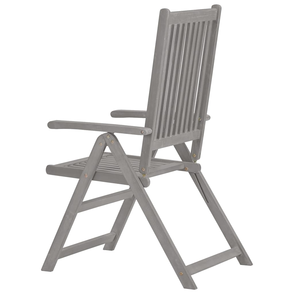 4-Piece Grey Acacia Wood Garden Reclining Chairs Set