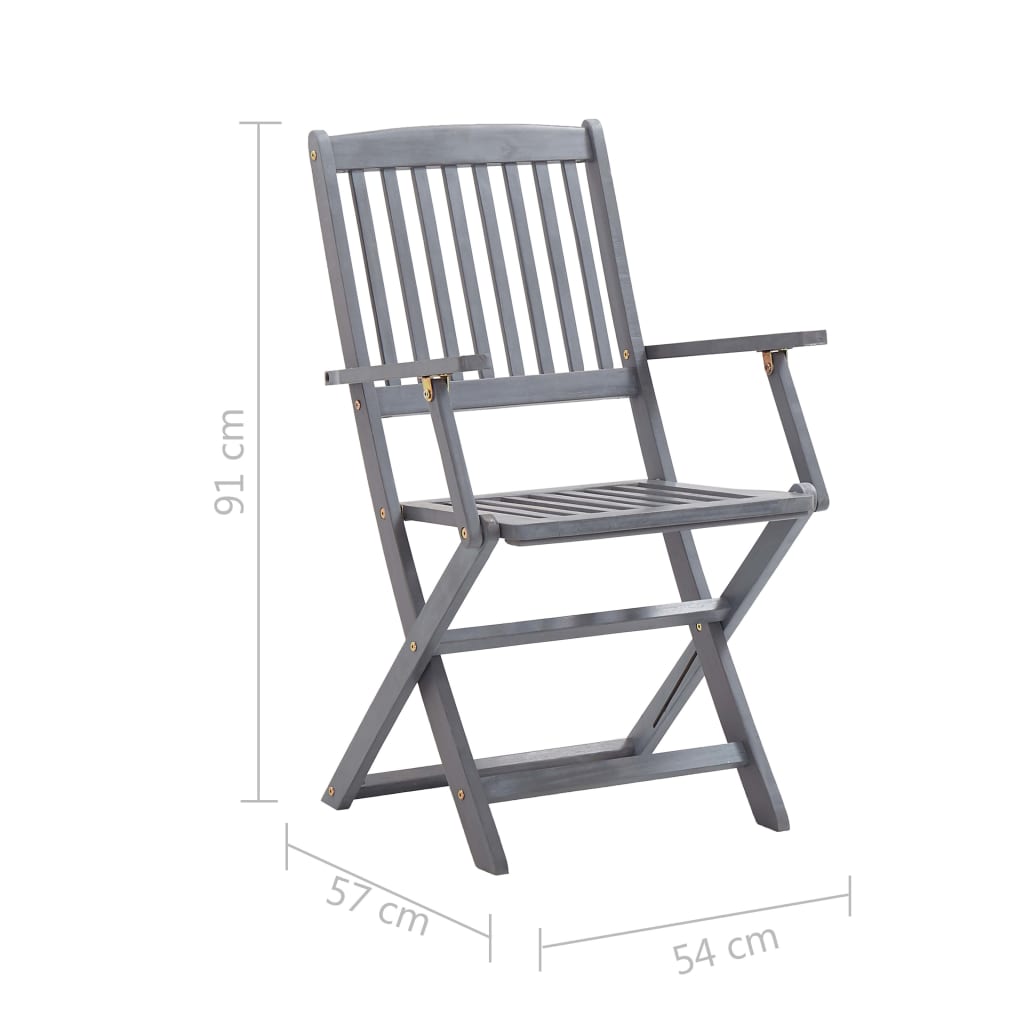 6 Pc Acacia Wood Folding Outdoor Chairs - Solid & Elegant Design